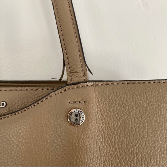 Karl Lagerfeld Dorine Leather Tote Bag Taupe/ Tan - Picture 4 of 12